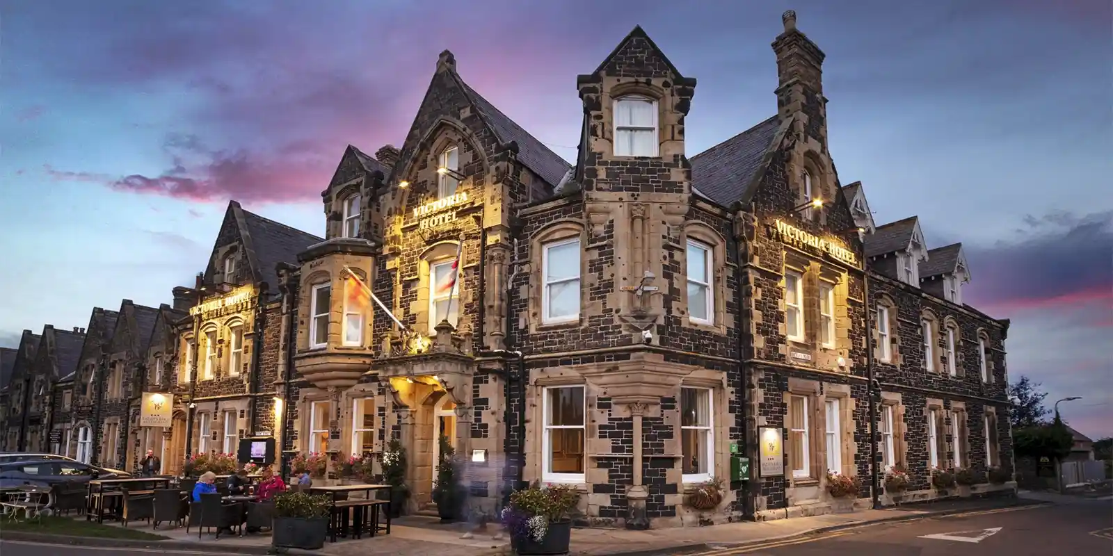 Exterior view of The Victoria Hotel, Northumberland, UK.
