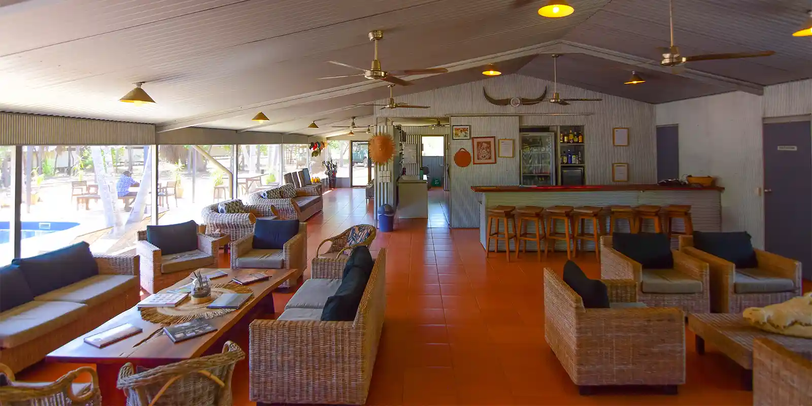 Communal area at Davidson’s Arnhemland Safari Lodge, Australia.