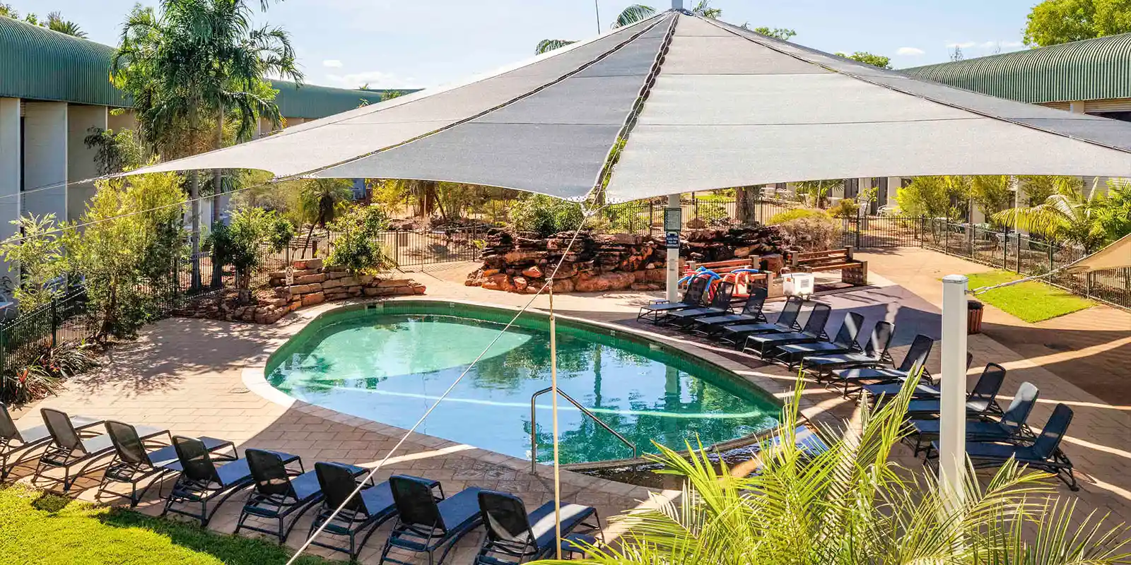 The pool area at Mercure Kakadu Crocodile Hotel, Australia.
