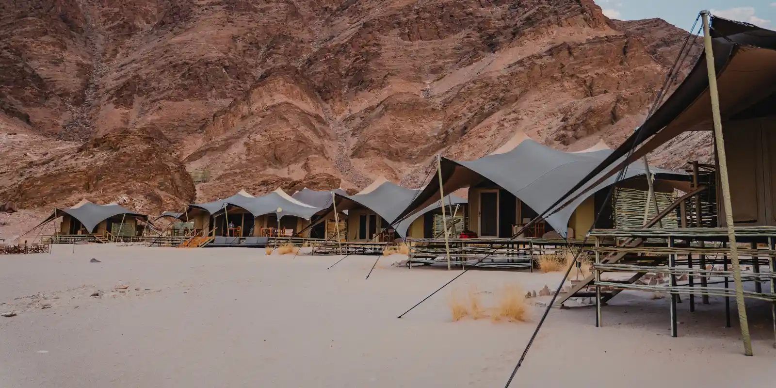 View of the guest accommodation area at Hoanib Valley Camp.
