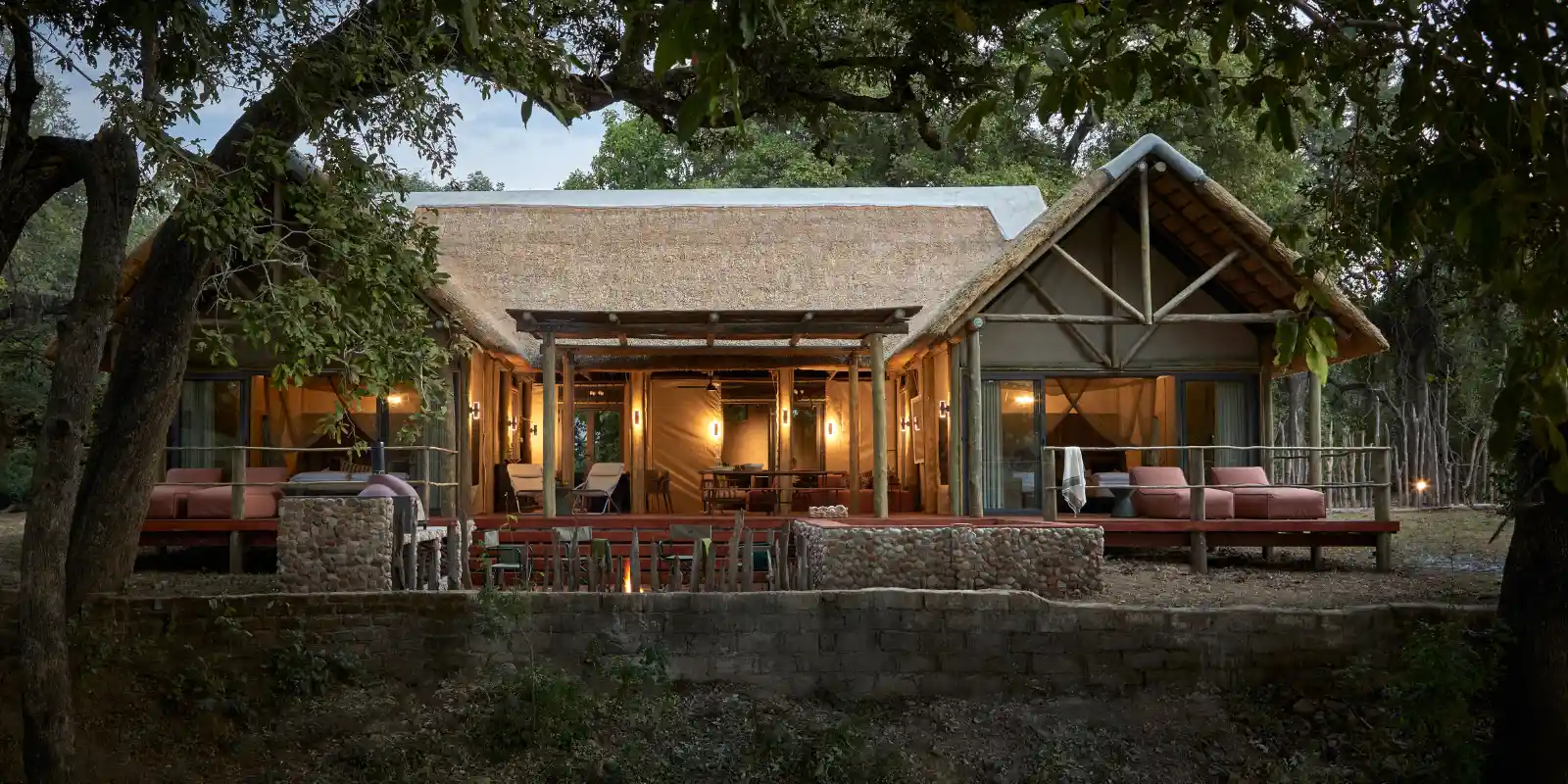 External view of one of KuKaya's six chalets, Zambia.
