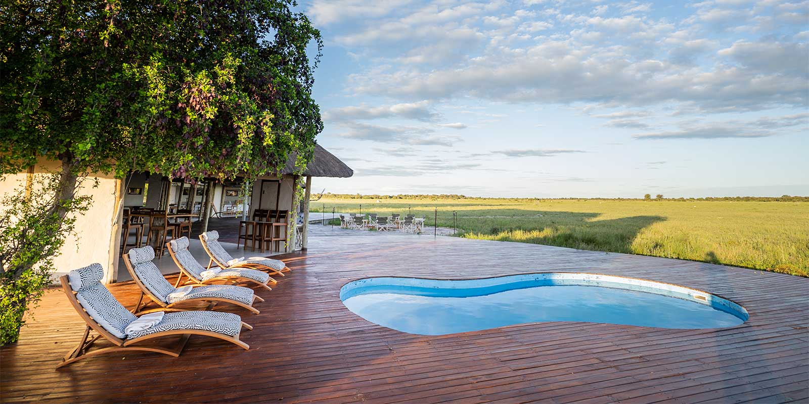 Swimming pool at Nxai Pan Camp in Botswana