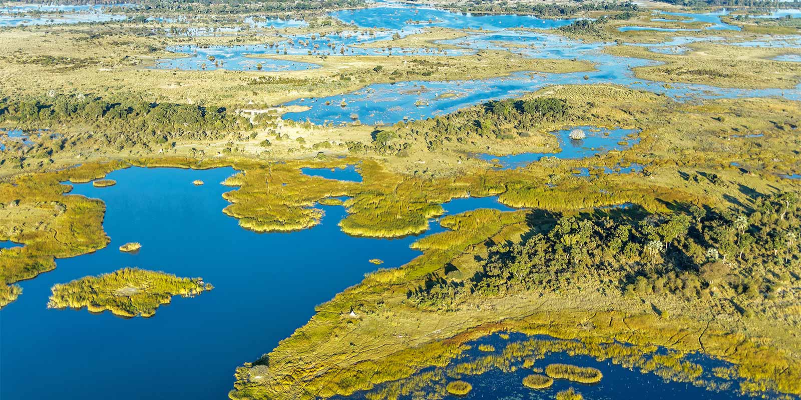 Aerial shot of the Okavango Delta, Botswana