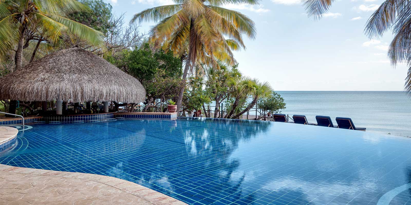 Tartaryga pool bar at Anantara Bazaruto Island Resort in Mozambique.