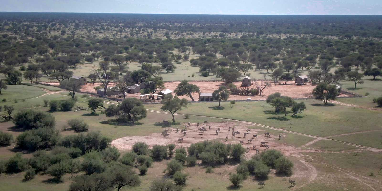 Aerial of Kalahari Tented Camp in South Africa