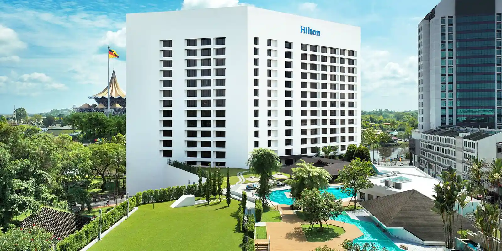 Swimming pool at Hilton Kuching in Borneo