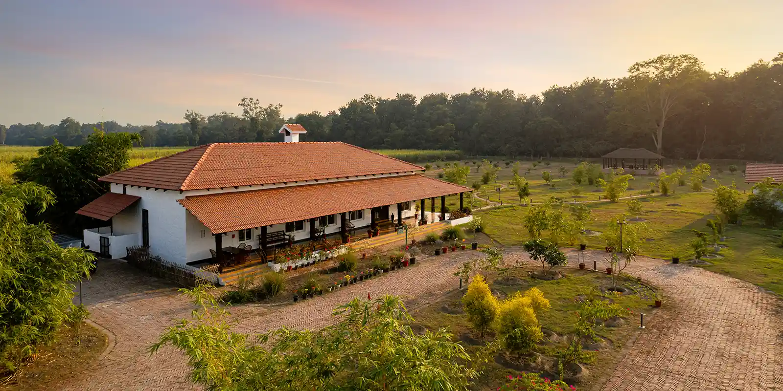 Aerial view of Camp Tigerlily, India.