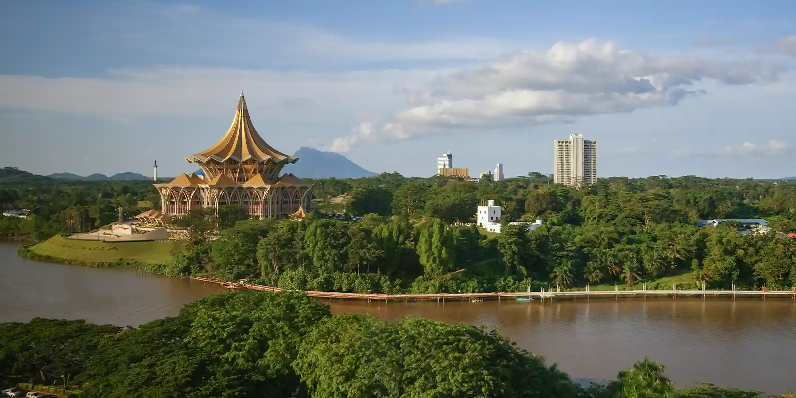View of Kuching and the Sarawak River, Borneo