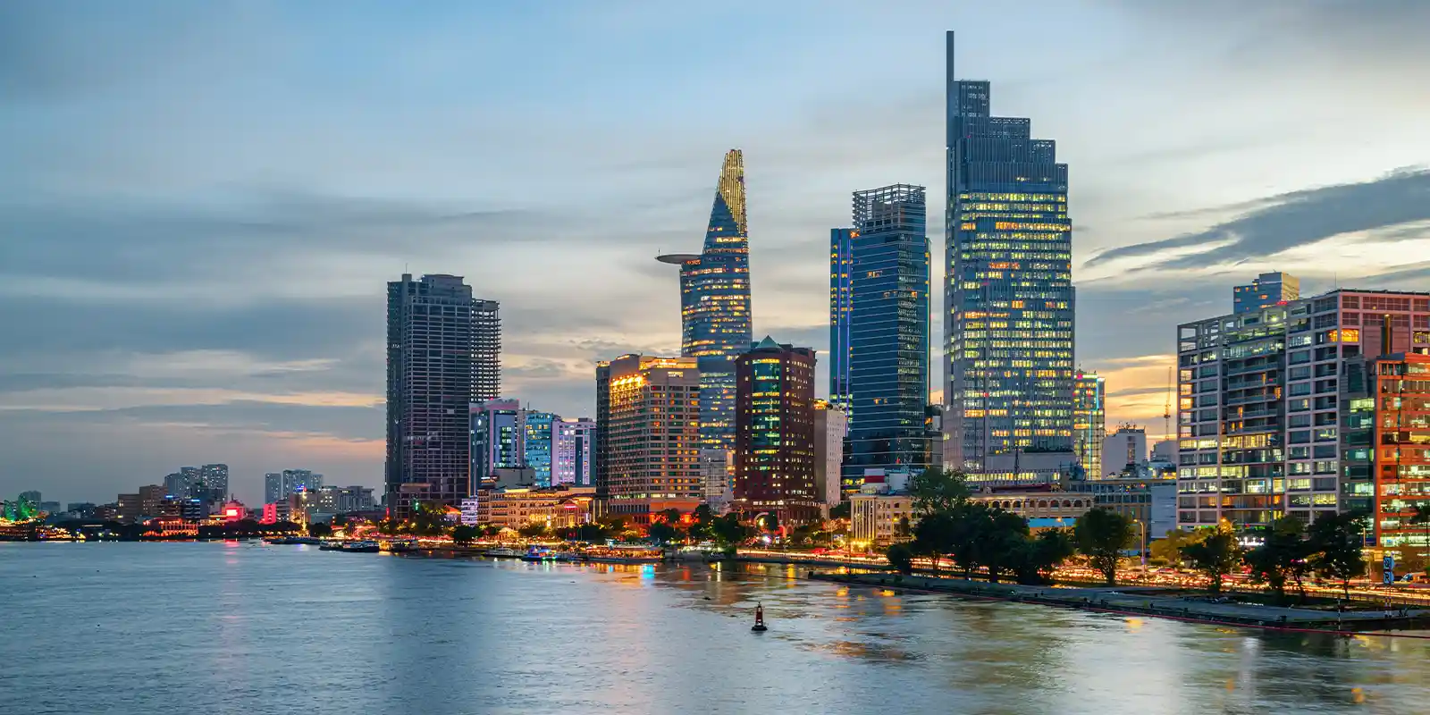 The city skyline of Ho Chi Minh City, Vietnam.