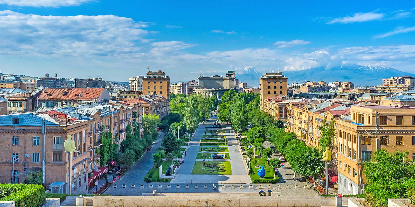Yerevan city and Ararat Mountain in Armenia