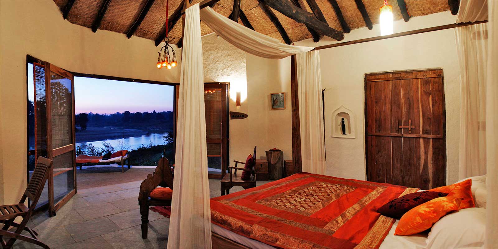Bedroom at Flame of the Forest in Kanha National Park, India