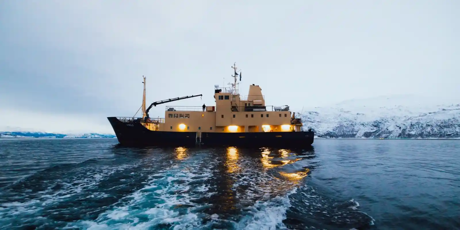 Side view of the Virgo expedition vessel.