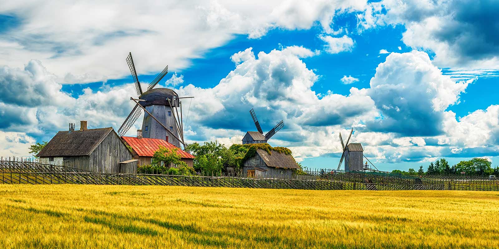 Angla windmills on Saarema Island, Estonia
