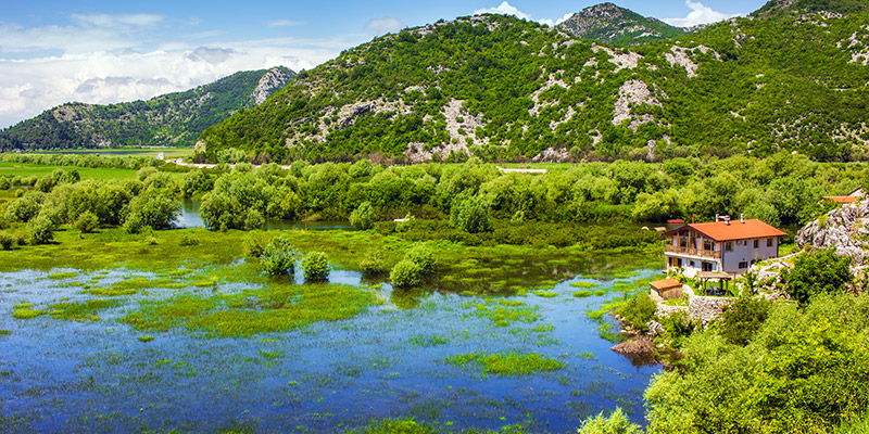 View of Lake Skadar from Virpazar in Montenegro