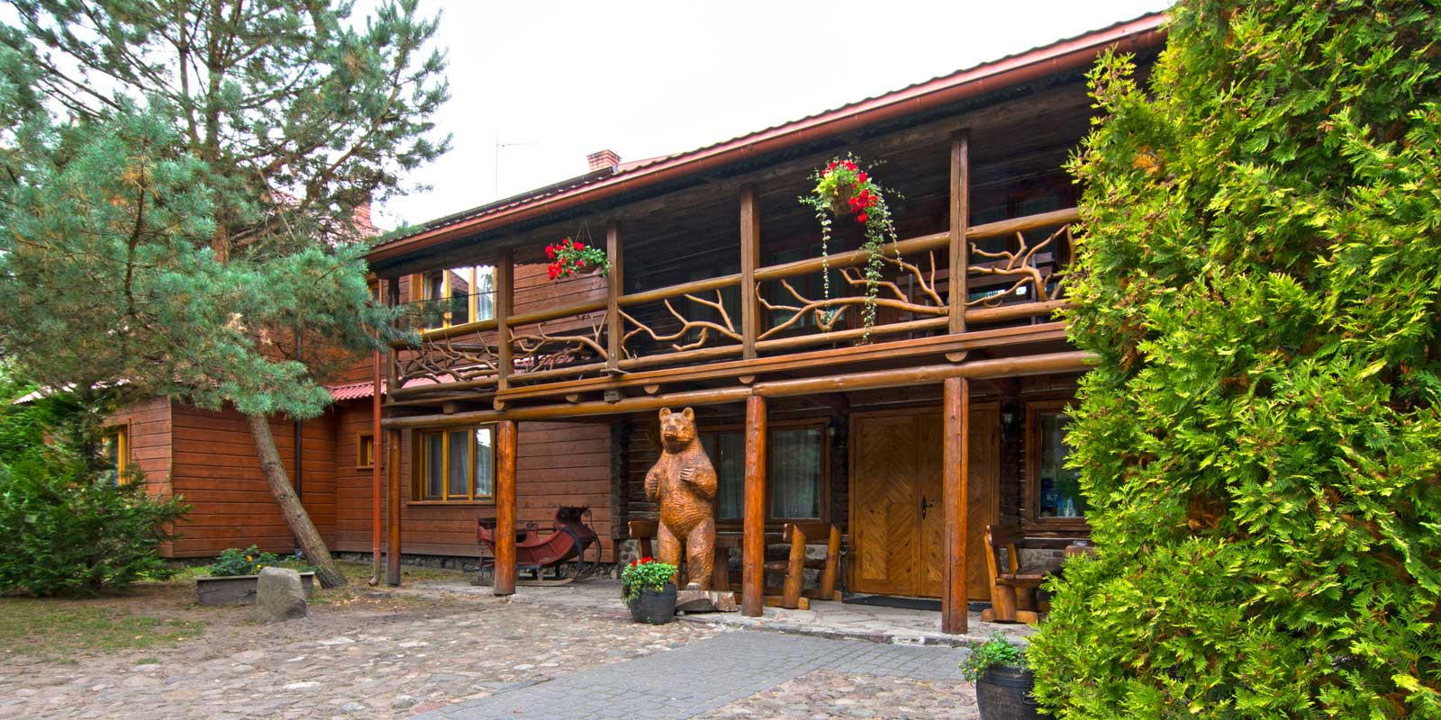 Exterior of Dworek Gawra in Białowieża, Poland