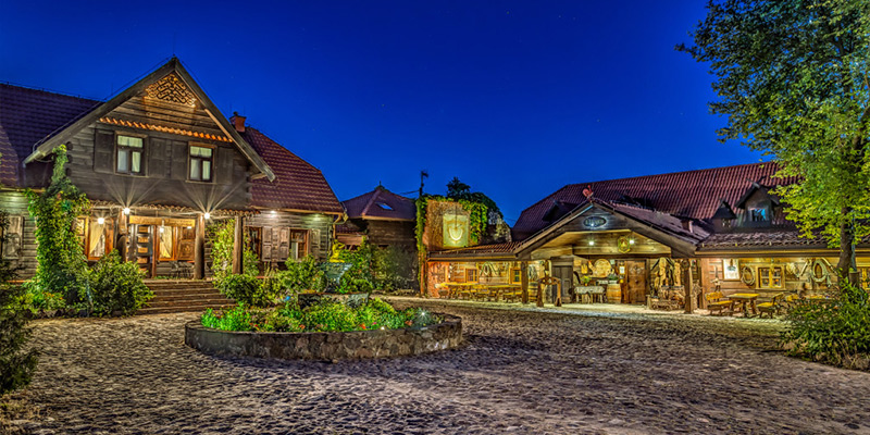 Exterior of Kiermusy Dworek in Poland