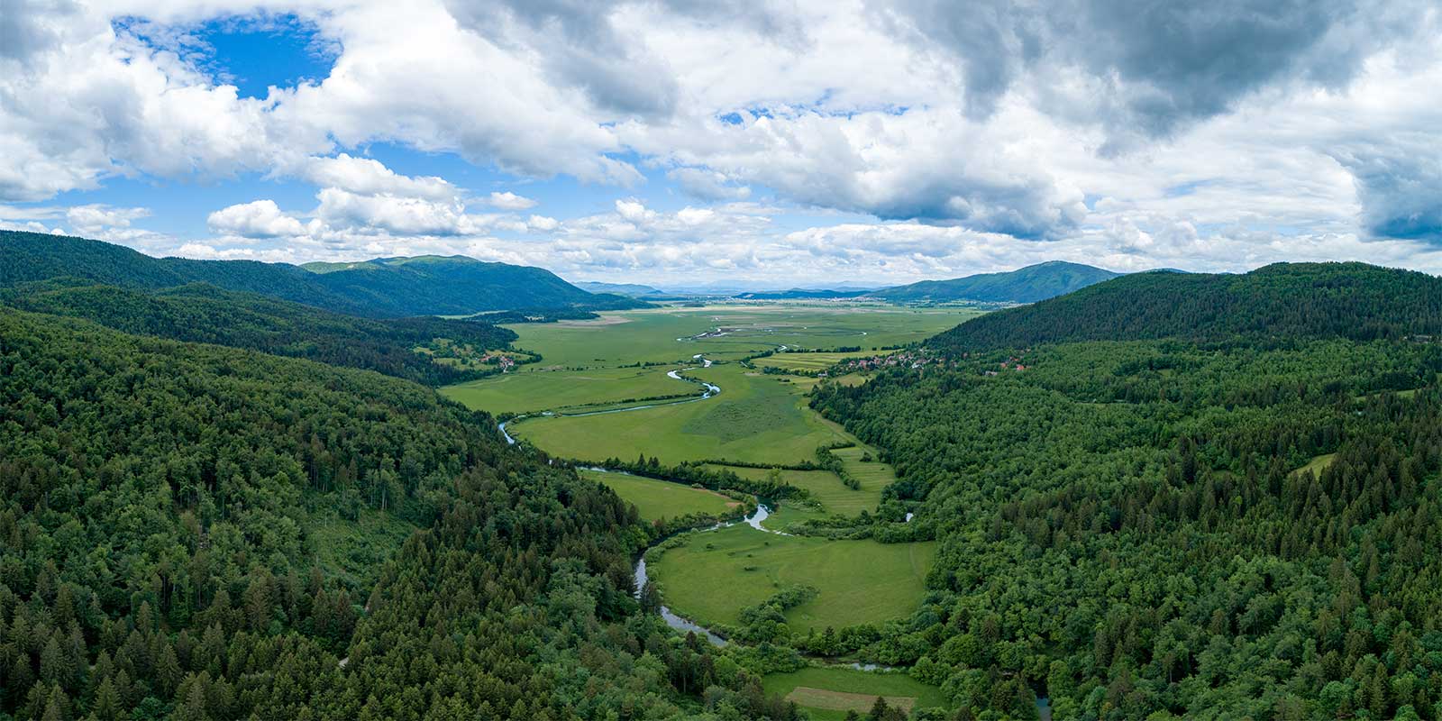 Aerial of Cerknica in Slovenia
