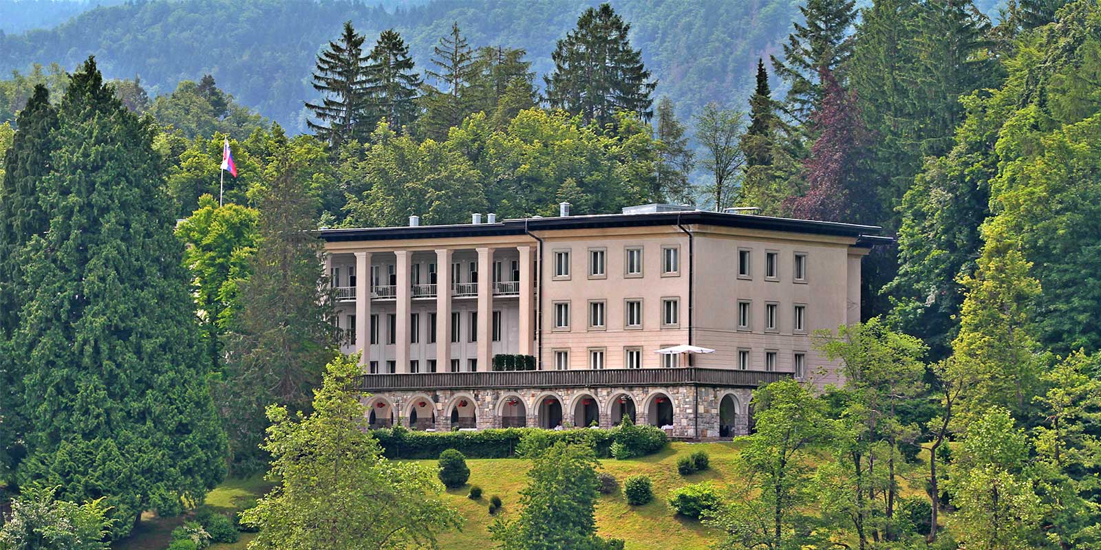 Vila Bled overlooking Lake Bled in Slovenia