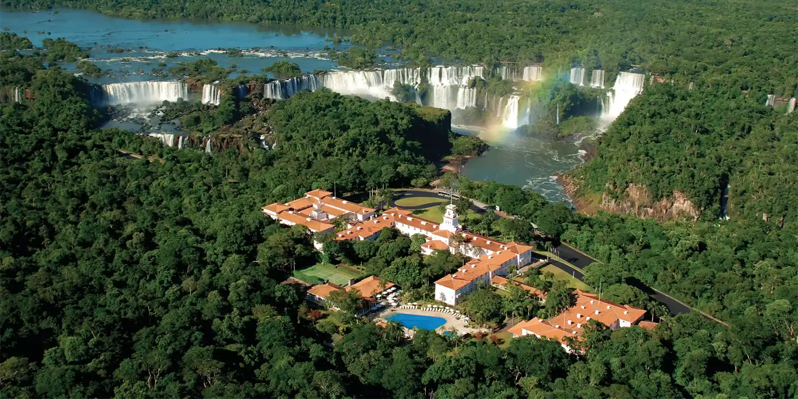 Aerial of Belmond Hotel Das Cataratas in Iguaçu Falls, Brazil