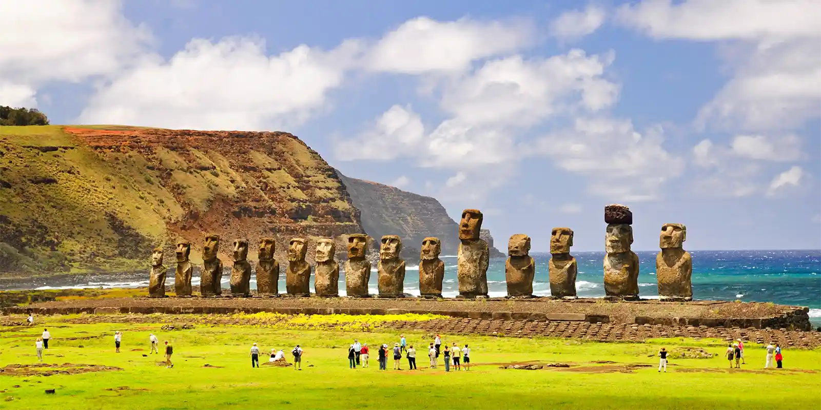 Moais of Ahu Tongariki in Easter Island, Chile