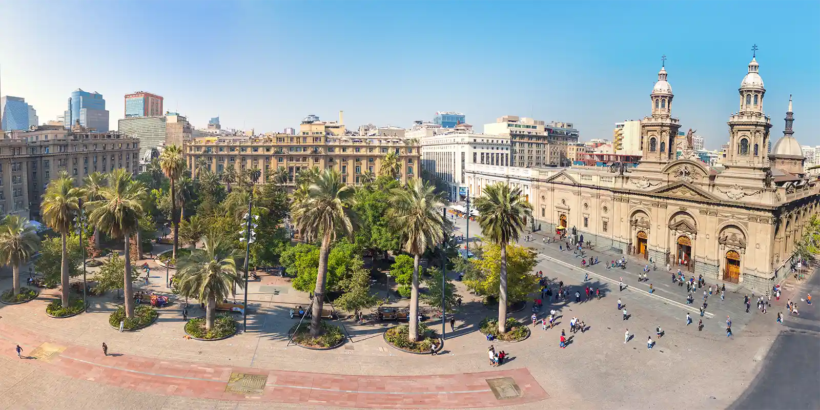 Metropolitan cathedral & Plaza de Armas Square in Santiago, Chile