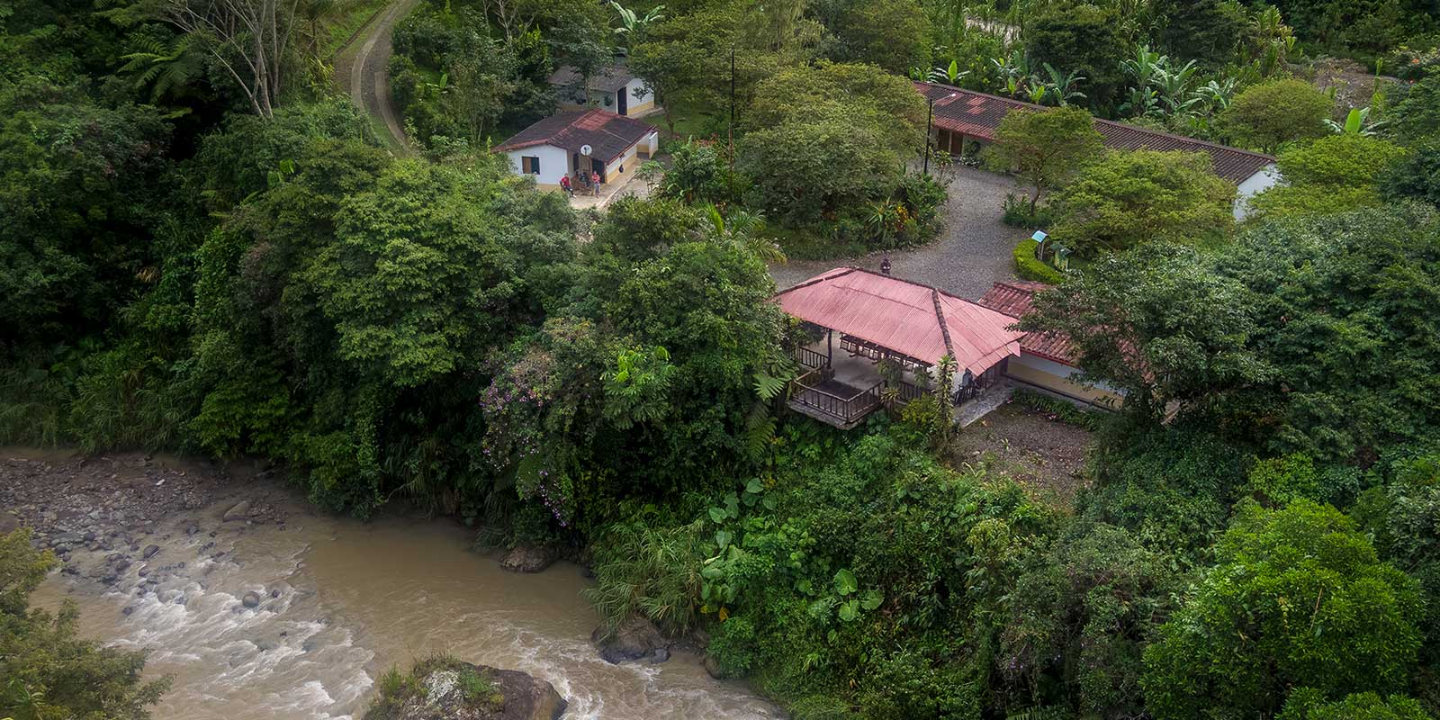 Aerial of Las Tangaras Lodge in Colombia