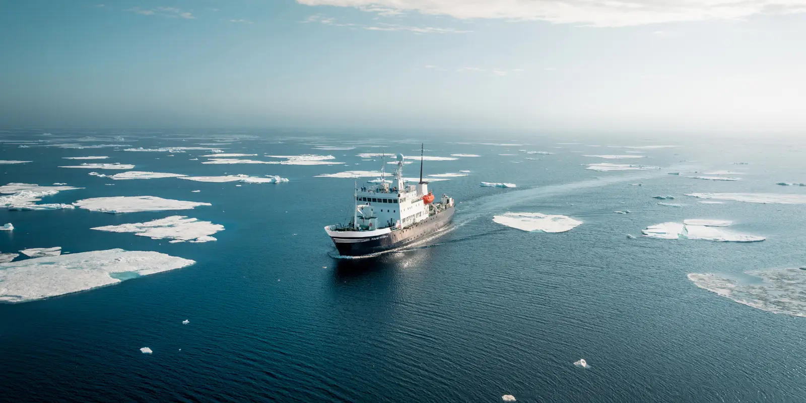 Aerial view of Polar Athena in Antarctica.