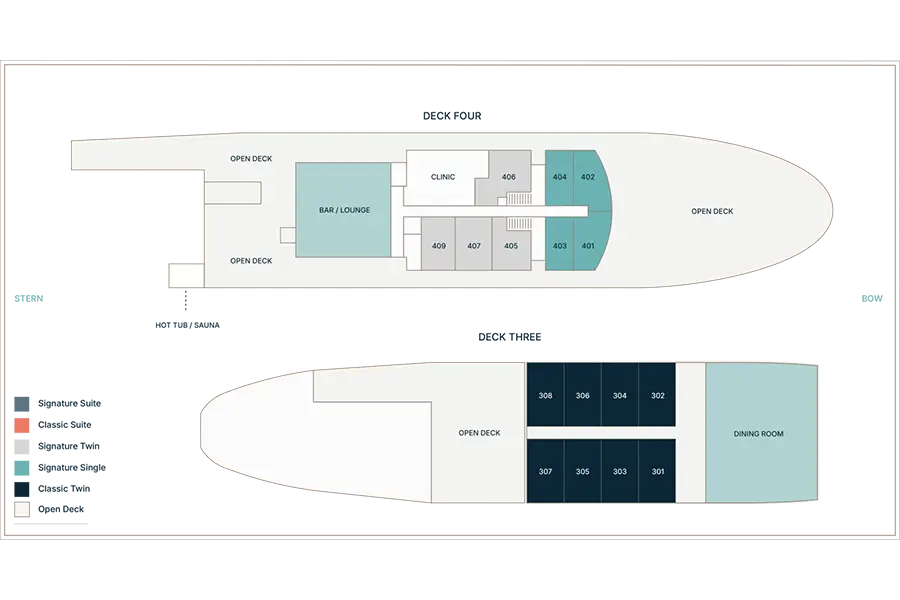 The Polar Athena deck plan.