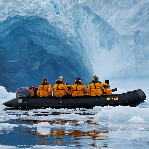 Zodiac in Antarctica.