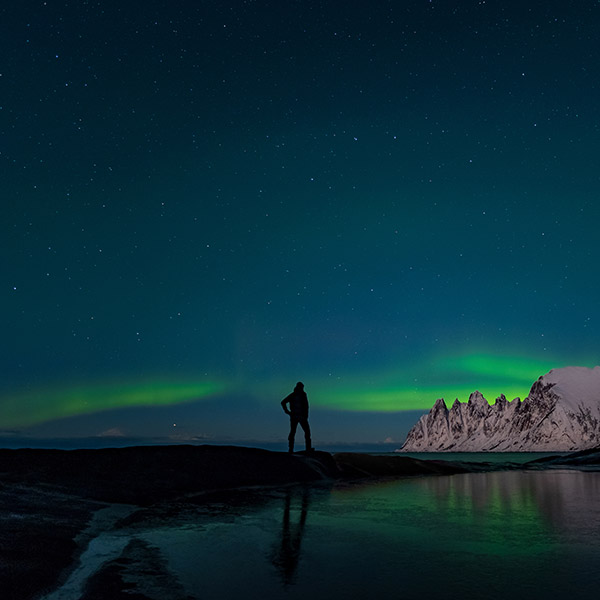 Person watching the northern lights