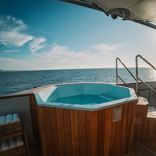 Hot tub on board Origin, Theory & Evolve vessels.