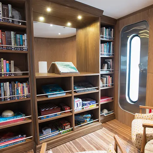 Library on board Origin, Theory & Evolve vessels.