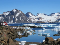 Houses overlooking the water in Greenland.