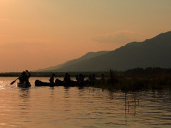 Canoe in Mana Pools National Park, Zimbabwe.