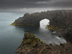 Natural arch in Jan Mayen, Svalbard.