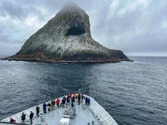 View of the Chatham Pyramid from a vessel, in the Subantarctic.