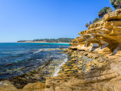 Painted cliffs in Maria Island National Park, Tasmania