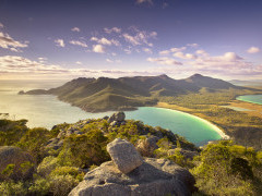Wineglass Bay from Mount Amos in Tasmania, Australia
