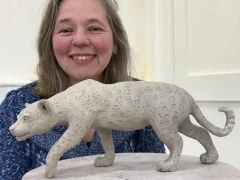 Client with their completed sculpture.
