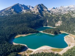 Aerial of Black Lake in Durmitor National Park, Montenegro