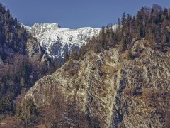 Piatra Craiului Mountains over Zarnesti Gorge, Romania