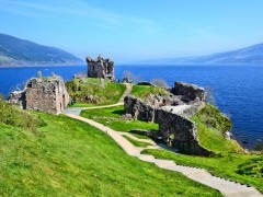 Urquhart Castle ruins at Loch Ness in Scotland
