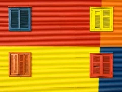 Building facade in La Boca neighbourhood in Buenos Aires, Argentina