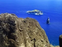 Bird Man Island & Polynesian carvings at Rapa Nui in Easter Island, Chile