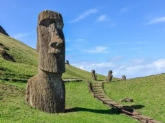 Moai statues in the Rano Raraku Volcano, Easter Island, Chile