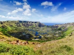 Rano Kau volcano crater in Easter Island, Chile