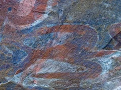 Rock paintings in a cave in Roa Rapa Nui National Park, Easter Island, Chile