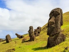 Moai statues in the Rano Raraku Volcano, Easter Island, Chile