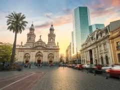 Metropolitan cathedral & Plaza de Armas Square in Santiago, Chile