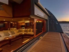 The lounge area on Aqua Mare, Galapagos.